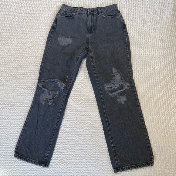 Garage Denim Black Vintage Straight Distressed Jeans - Picture 1 of 10